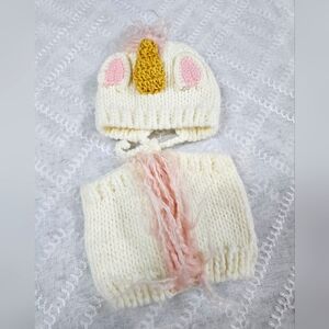 Newborn So Dorable Unicorn Hand Knit Hat & Pants Set Perfect 1st Baby Photos
